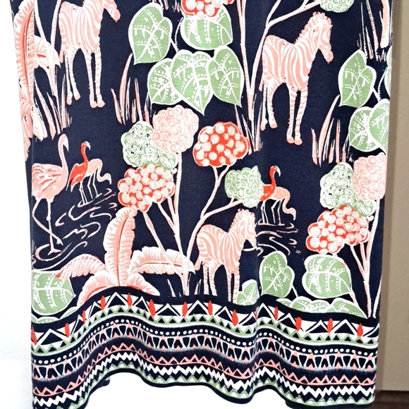 Crown & Ivy Black Dress with Pink and Green Tropical Print Size Large - Picture 6 of 10